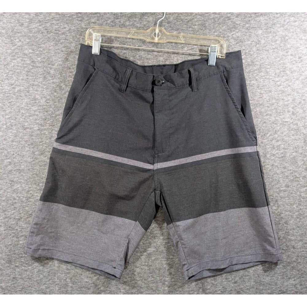 Academy Mens Grey and Black Shorts Zipper Pocket Detail Size 32 Casual, Travel